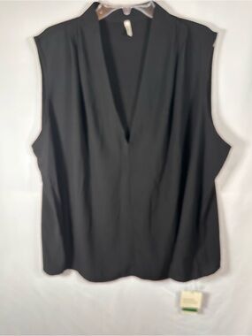 Halara Black V Neck Sleeveless Work Blouse Plus Size 3X Crossover NWT